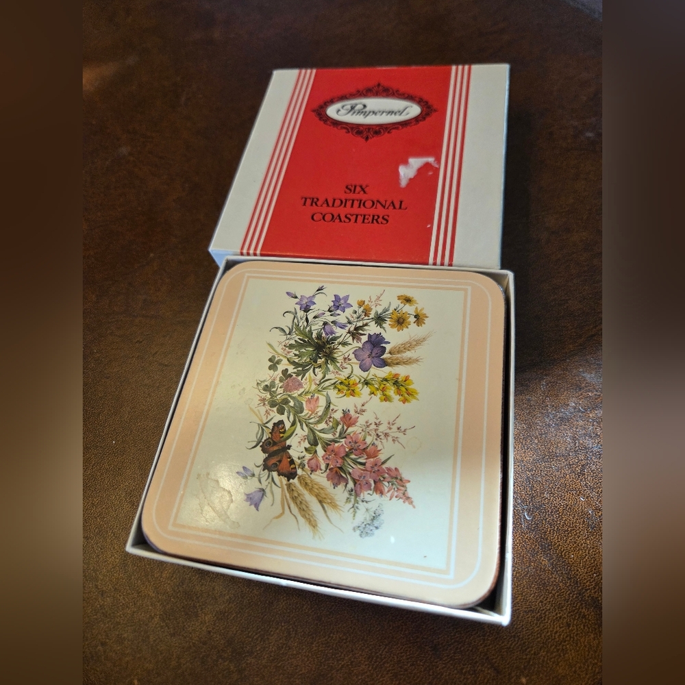 Pimpernel Wilflower Coaster Set With Original Box